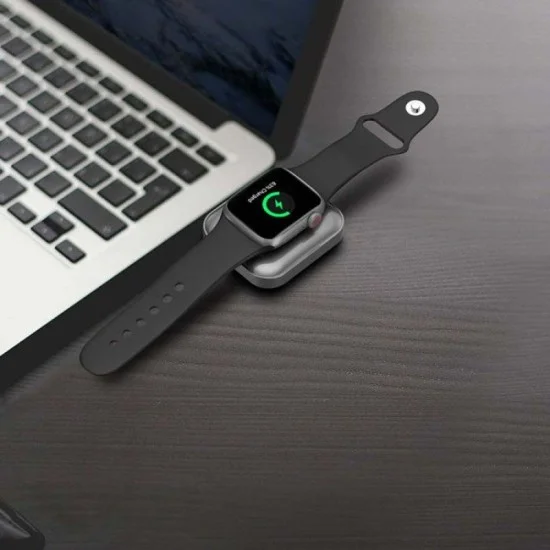 Porodo Dual-Dock Wireless Charger For Watch - Earbuds - Gray